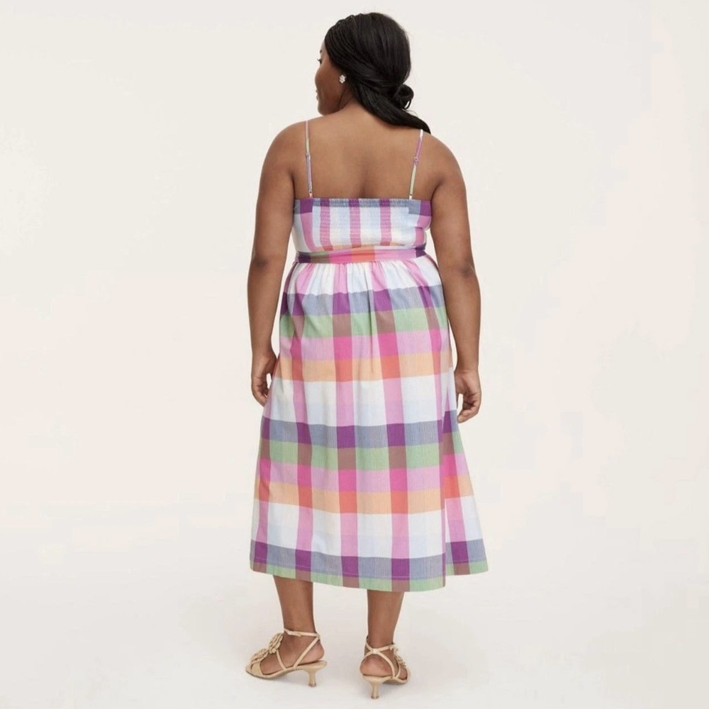 NWT Kate Spade New York x Target Pink Plaid Bow Tie-Waist Midi Dress LARGE - Picture 3 of 3